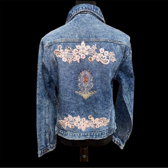 Victorian Embroidered & Appliquéd Jean Jacket - Picture 2 of 13